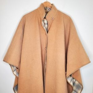Vintage Wool Blend Camel & Plaid Winter Cape